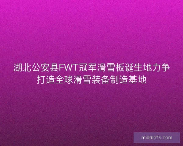 湖北公安县FWT冠军滑雪板诞生地力争打造全球滑雪装备制造基地