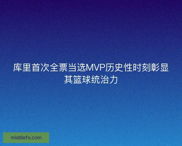 库里首次全票当选MVP历史性时刻彰显其篮球统治力