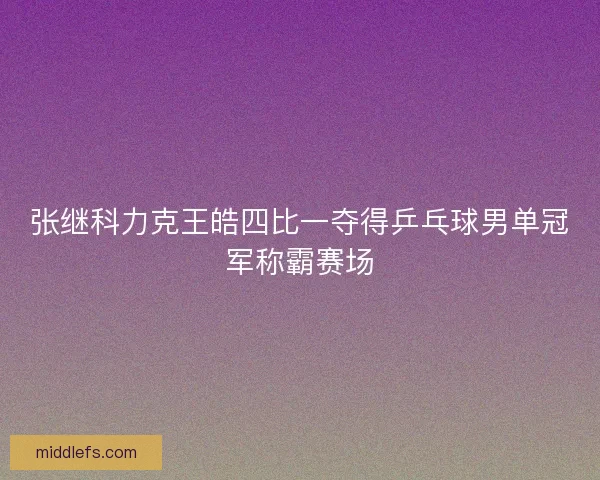 张继科力克王皓四比一夺得乒乓球男单冠军称霸赛场