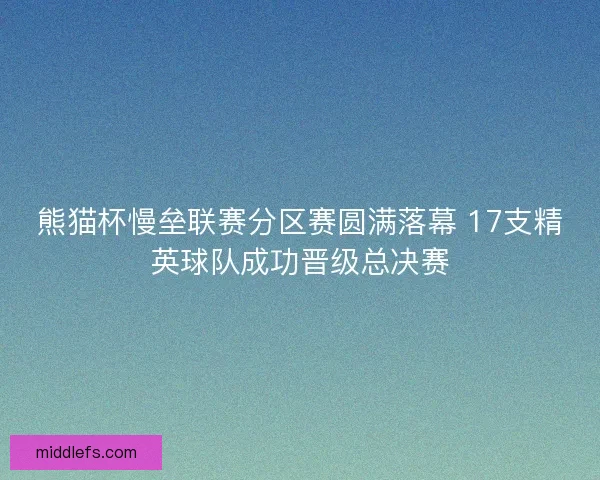 熊猫杯慢垒联赛分区赛圆满落幕 17支精英球队成功晋级总决赛 熊猫杯慢垒联赛分区赛圆满落幕 17支精英球队成功晋级总决赛
