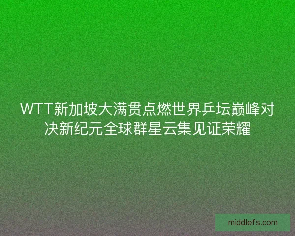 WTT新加坡大满贯点燃世界乒坛巅峰对决新纪元全球群星云集见证荣耀